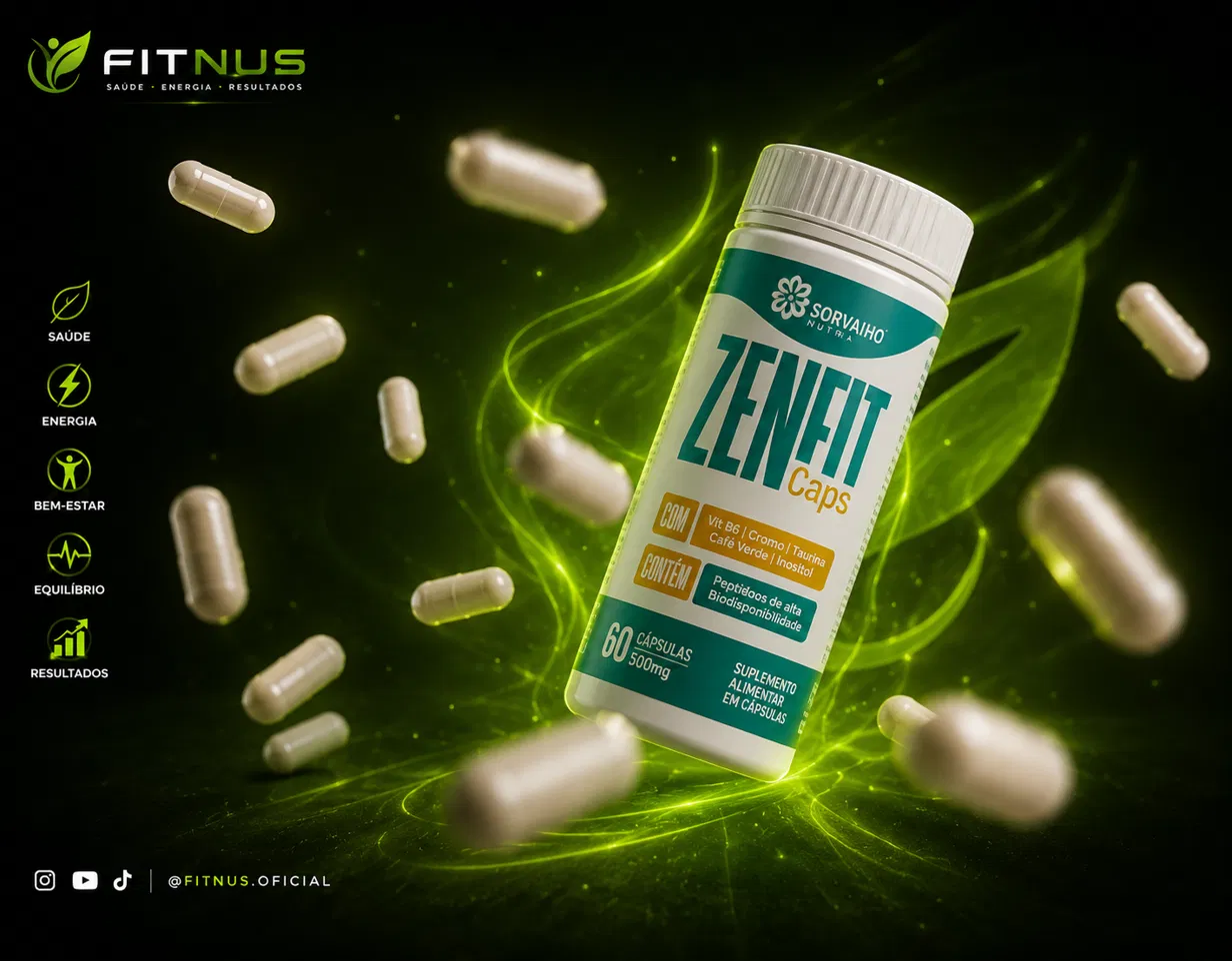 Pote de Zenfit Caps com 60 cápsulas de 500 mg